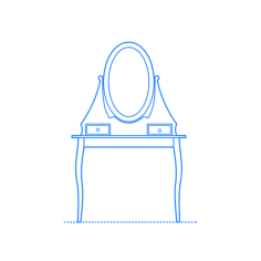 Furniture Makeup Vanity Ikea Hemnes Dressing Table Oval Mirror Line Art Illustration Svg, Free Vectors File